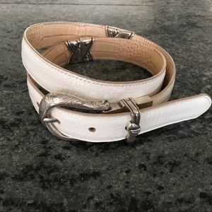BRIGHTON Belt White/Tan Reversible